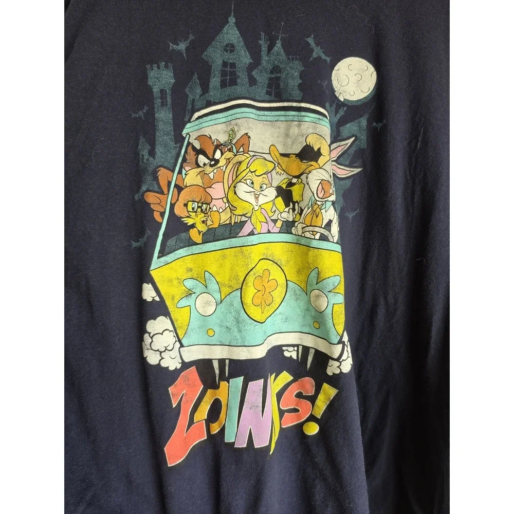 Bugs Bunny Mystery Machine T-Shirt 2XL Blue Crew Neck Cotton Tee Casual Unisex
